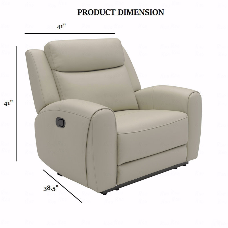 Manuel de style transitionnel beige avec fonction de fauteuil inclinable en mousse haute densité à accoudoirs larges et siège large