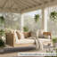 Lit de balançoire en bois d'extérieur classique, cadre en rotin de jardin avec longues cordes pour la piscine, la cour arrière-434121456