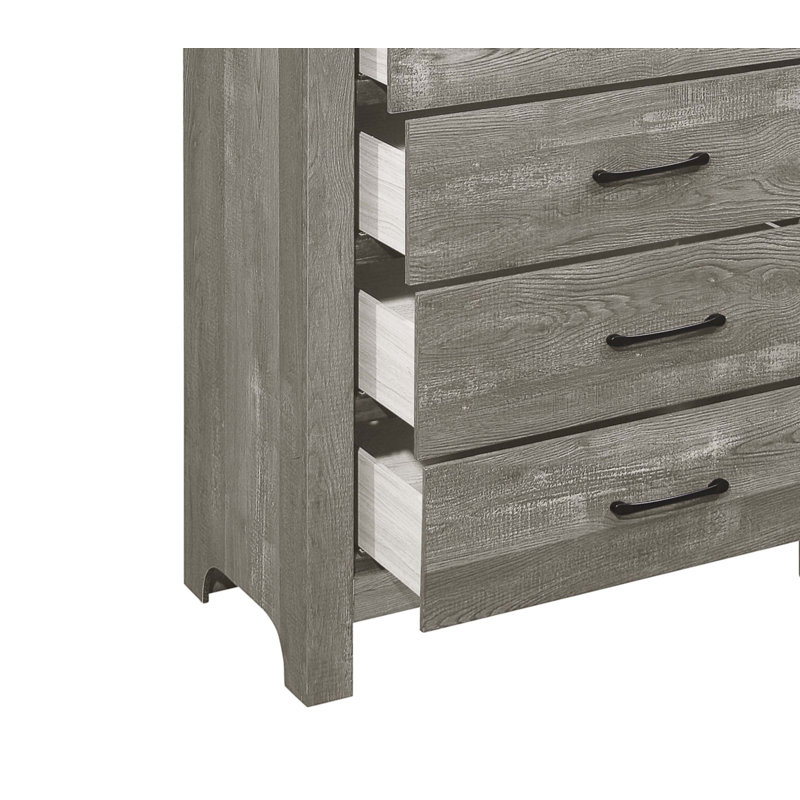 Commode rustique à finition grise avec tiroirs de rangement, Gris