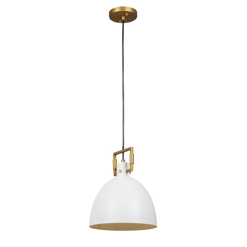 Luminaire suspendu en laiton antique 1 lumière, Blanc