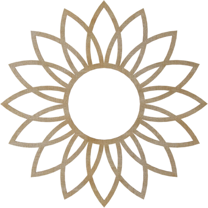 Médaillon de plafond ajouré en bois de marguerite 26 po x P 9 po x P 1/4 po, H 24 po x l 24 po x P 0,38 po, Bouleau