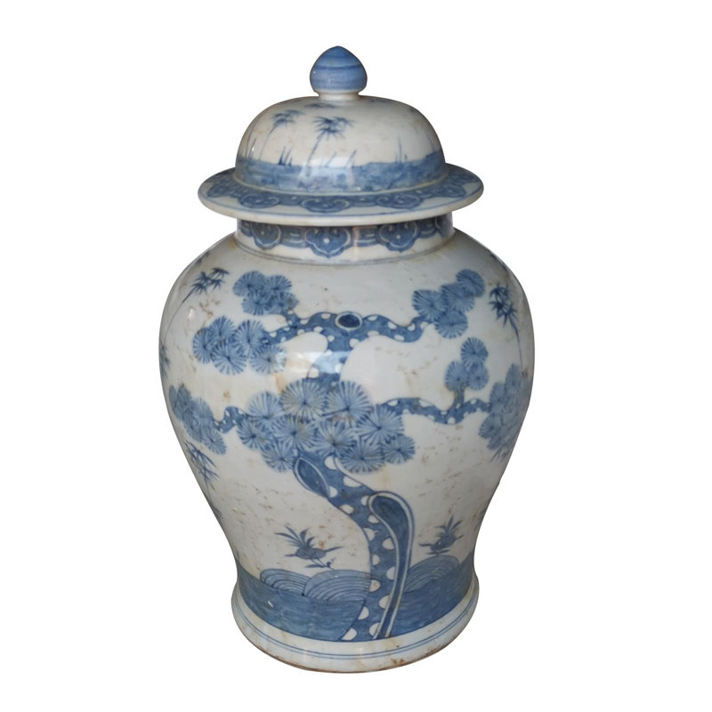 Pots en porcelaine bleu/blanc 21 po