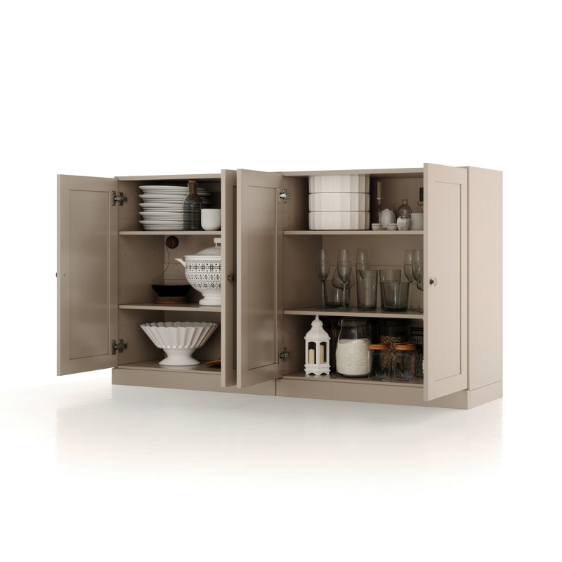 Palace Imports 100% Solid Wood 64" Sideboard with Shaker Doors & Adjustable Shelves, Beige