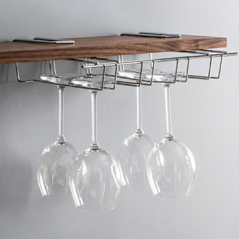 Hanging Wine Glass Rack Silver