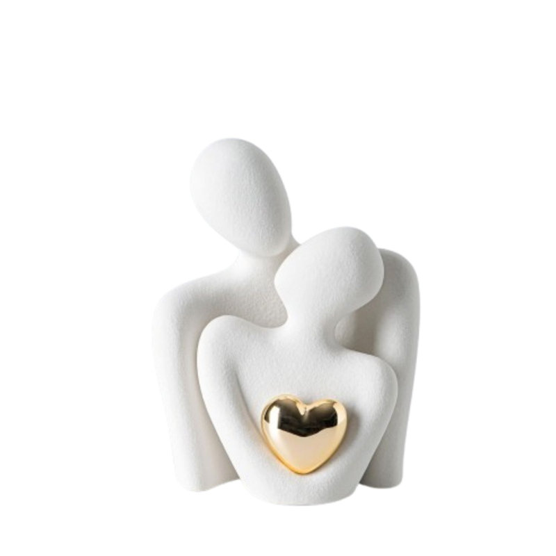 Statue de couple en céramique, 4.72" H x 3.54" W w 2" D