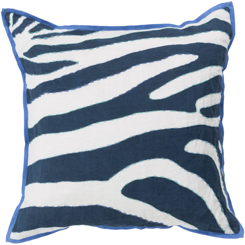 Zebra Animal Print Pillow Cover, Ivory/Dark Purple, 22" x 22"
