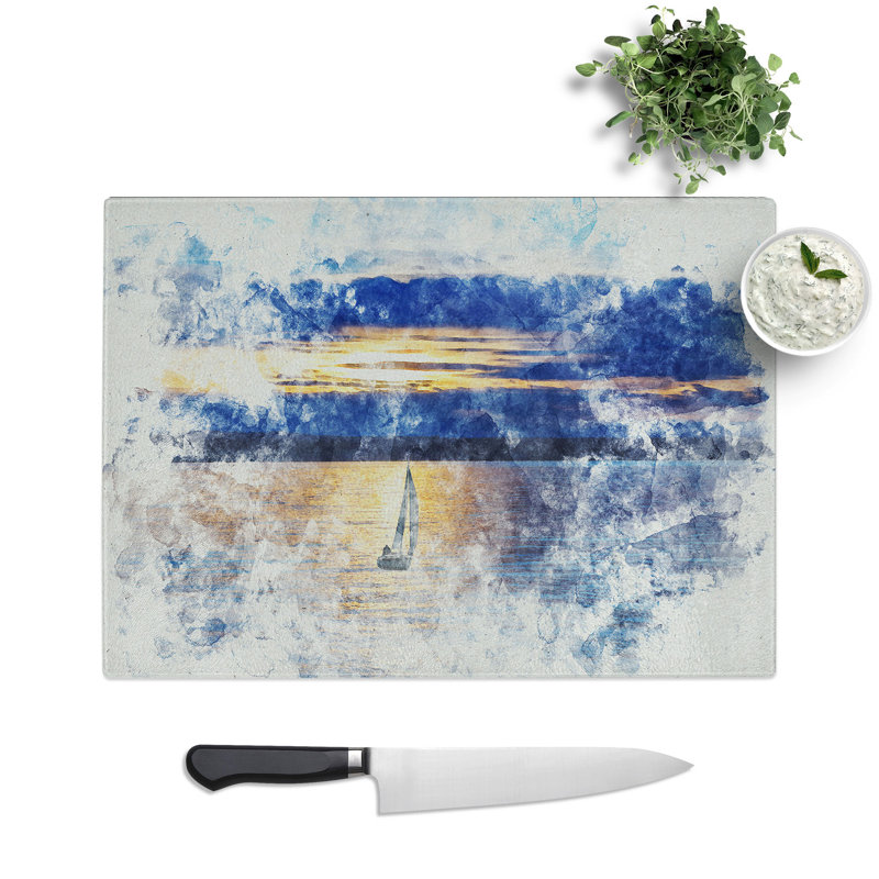 Sailing Boat Vol.1 Watercolour Chopping Board, 20cm W x 28.5cm L