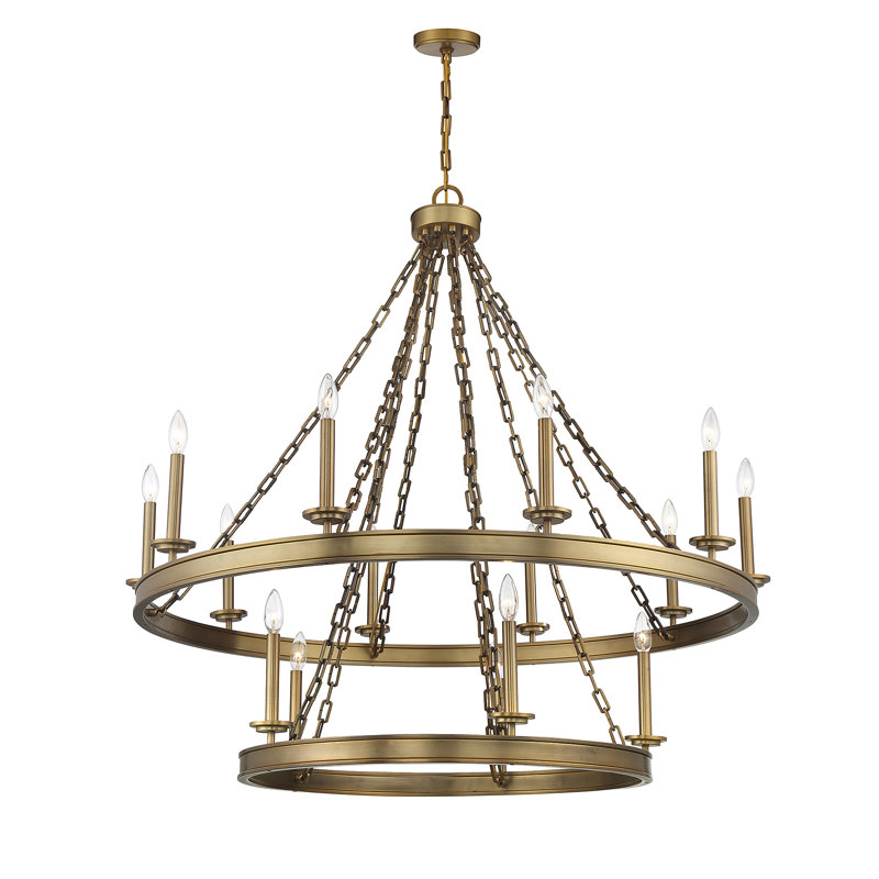 Hanae 15 - Light Dimmable Tiered Chandelier, Warm Brass