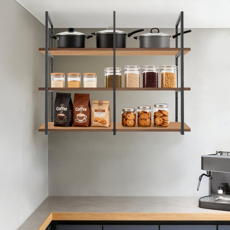 3-Tier Rectangular Shelf Bracket, Wall/Floor/Ceiling Mount Storage Shelving, Storage Shelf Brackets
