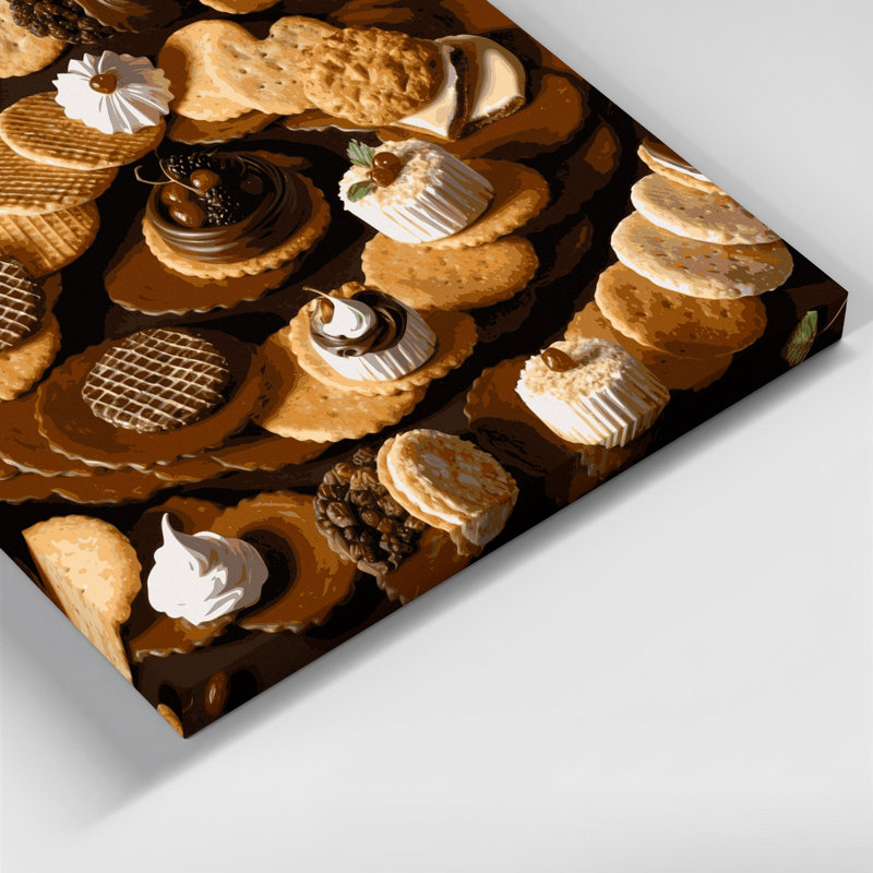 Desserts craquelins, art mural sur toile noire, H 12 po x l 12 po