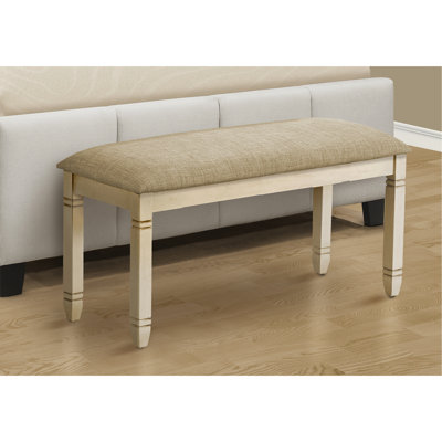 Chic 41" Rectangular Bench - Beige Upholstery, Solid Wood Legs In Antique White For Dining Room, Bedroom, Entryway, Kitchen Transitional With Finish Kitchen, Dining, Bedroom
