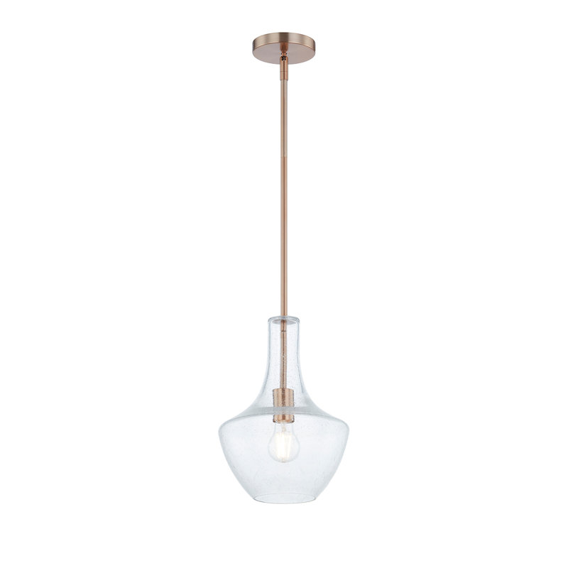 Fusion - luminaire suspendu 1 lumière Harlow, Laiton brossé, H 13 po x l 9,5 po x P 9,5 po