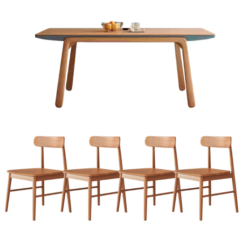 Modern Simple Cherry Wood Rectangular Large Table, 29.52"H x 55.11"L x 31.49"W