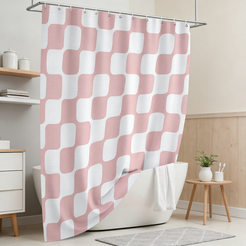 Ensemble de rideau de douche Retro, Rose