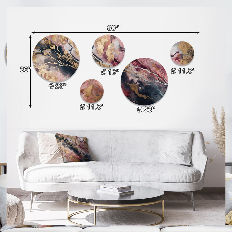 Exploring the Depths of Pink Geode V - Abstract Marble Metal Wall Décor