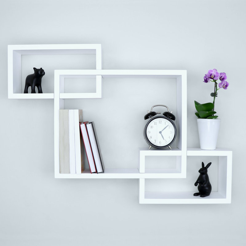 Nest Square Interlocking Box Accent Wall Shelf, White