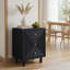 Table de chevet 3 tiroirs 18,7 pouces de largeur noir avec commode en bois moderne