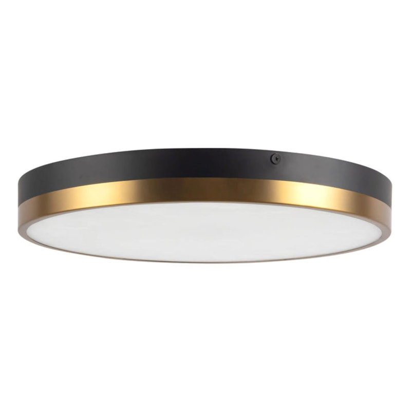 Plafonnier encastré 1 lumière Orland, H 2 po x l 15 po x P 15 po, Or vieilli / noir mat