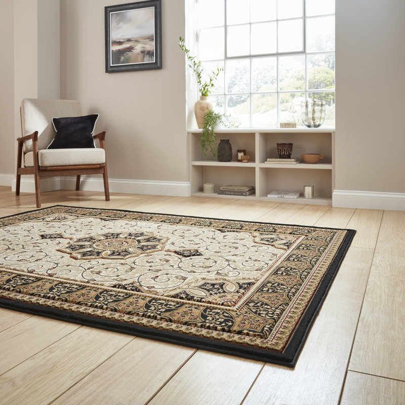 Waynesburg Flatweave Black/Cream Area Rug, Rectangle 280cm x 380cm