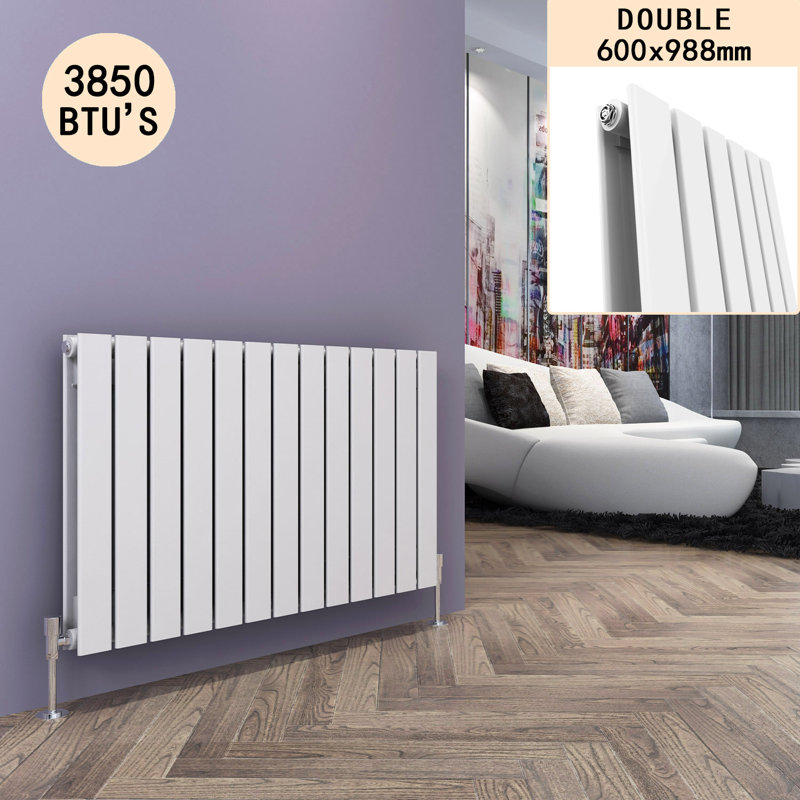 Tanya Horizontal Designer Radiator, White, 60cm H x 98.8cm W x 6.1cm D