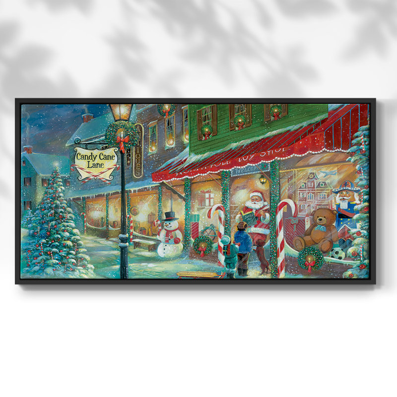 Candy Cane Lane - Toile tendue avec châssis tendue, prête à accrocher, Noir, H 17 po x l 33 po