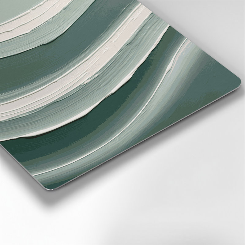 Horizontal Striped Sage White Grey Metal Wall Art, 8" H x 8" W