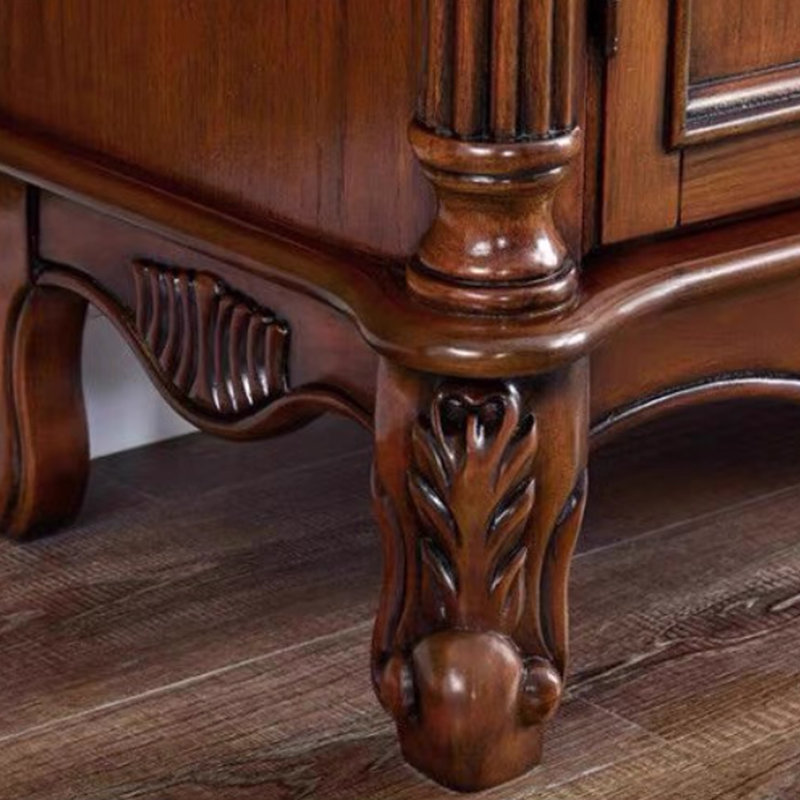 Deep-cherry Solid + Manufactured Wood Shoe Storage Bench
