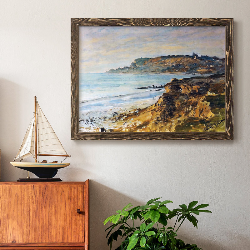 " Cliff at Sainte " Oil Print, Walnut Framed, 18" H x 26" W x 1.5" D
