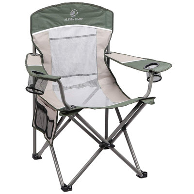 Green Oversized Comfort Heavy-Duty Camping Chair with Cup Holders & Side Pocket