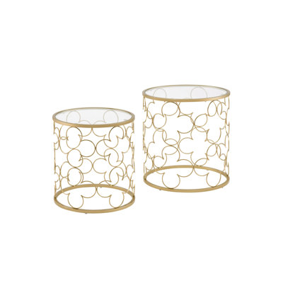 Clear Glass Top Gold Finish Nesting Table