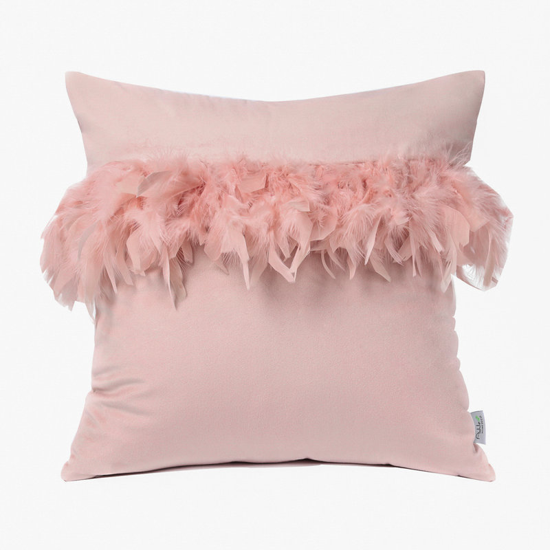 Housse de coussin en plumes, H 18 po x l 18 po, Rose clair, Pillow Cover & Insert