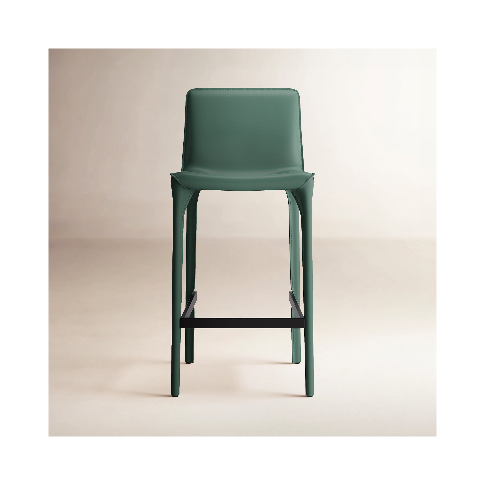 Vannes Vegan Leather Barstool, Green, 3