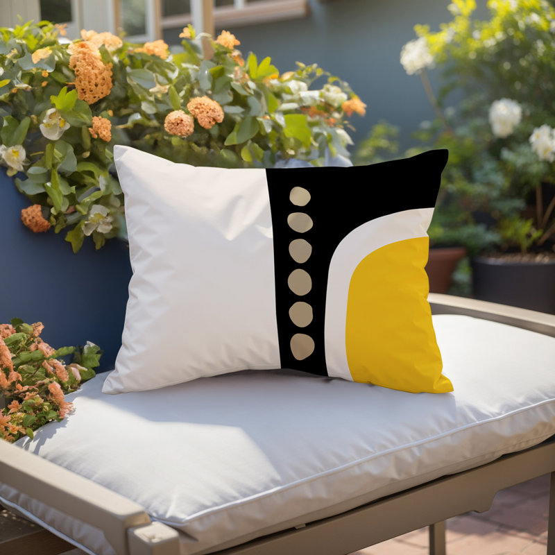 Coussin lombaire réversible intérieur / extérieur Sofi Minimalist, H 18 po x l 25 po, Jaune