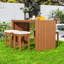 Table de salle à manger 5 pièces pour l'extérieur avec table en bois et 4 tabourets rembourrés