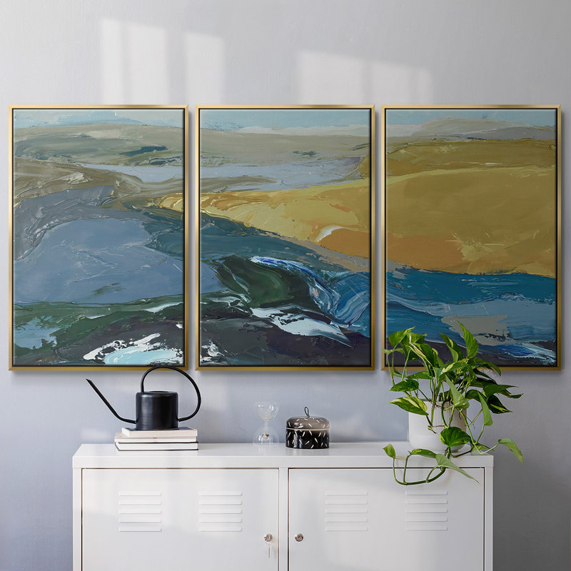 Dero's Estero, reproduction sur toile 3 pièces, H 24 po x l 48 po, Encadrement doré