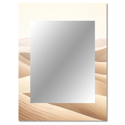 Desert Sands Of Slumber Dreams I - Minimalism Mirror, Beige Unique Wall Mirror, Printed Metal Art