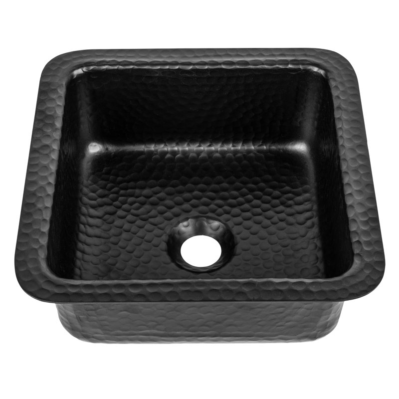 Aluminum Hand Hammered Glasgow Dual Mount Single Bowl Bar Prep Sink 12", Black