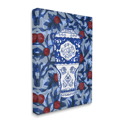 Impression sur toile, vase rouge et bleu