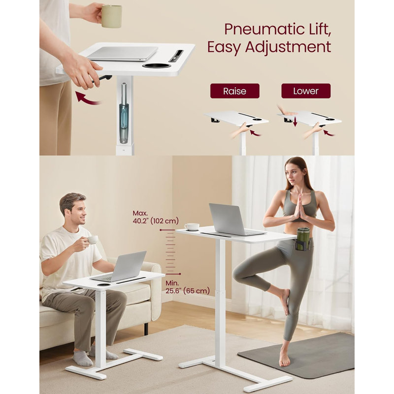 Height Adjustable Rectangular Standing Desk, 80cm W x 45cm D