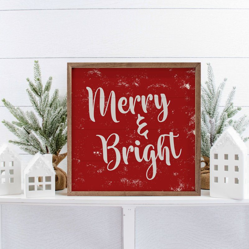 Merry and Bright Red - Cadre photo, impression sur bois, H 16 po x l 16 po