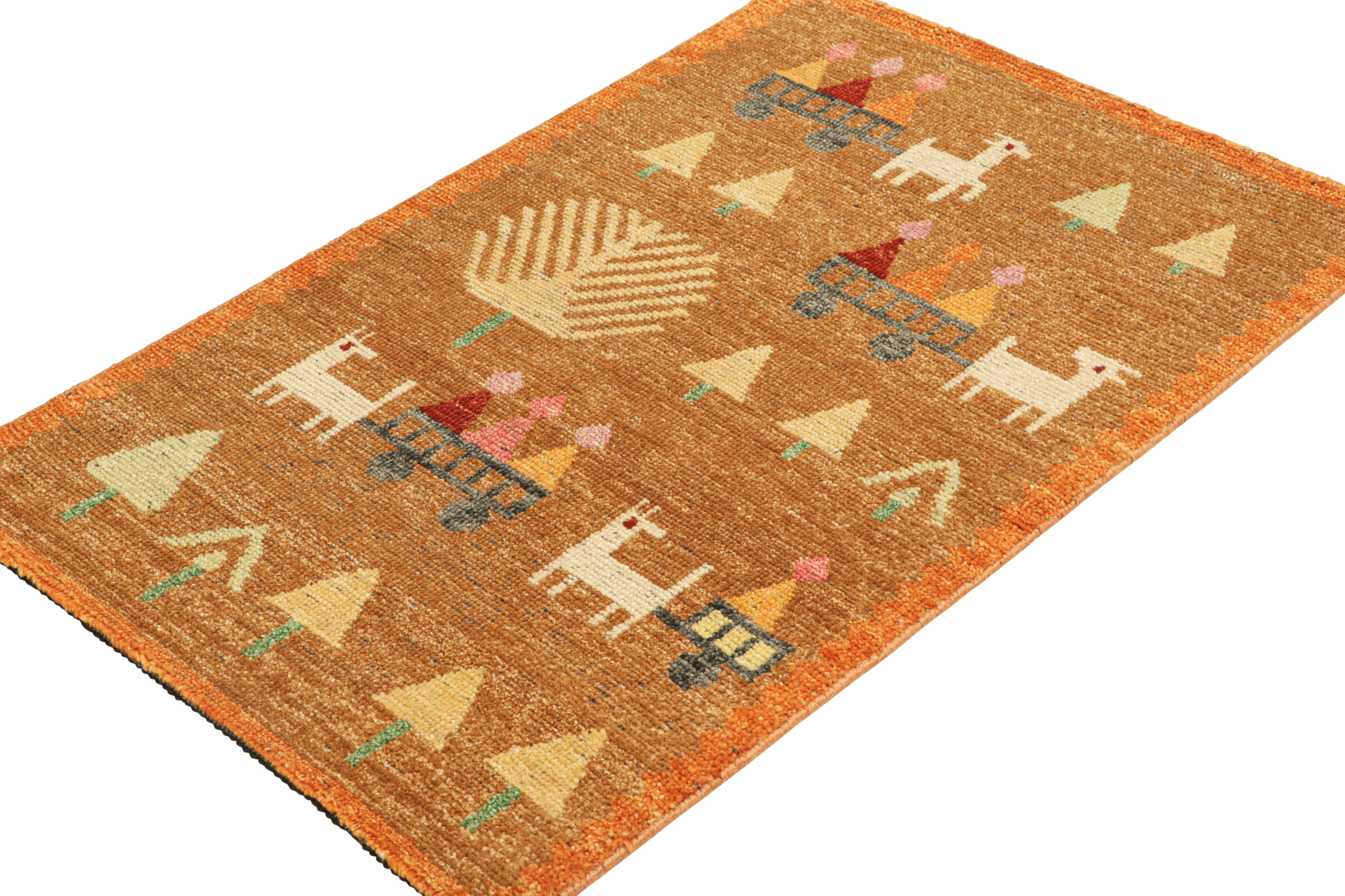 Rug & Kilim’S Swedish Style Rug In Brown With Figural Geometric ...
