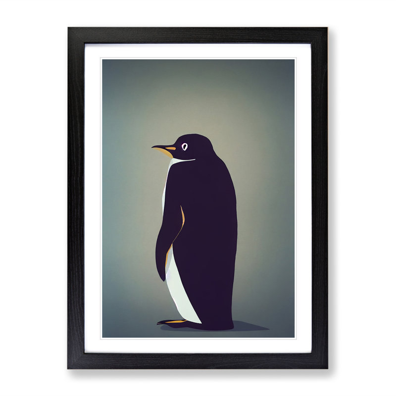 Rear Of A Penguin - Single Picture Frame Print, 34cm H x 25cm W x 2cm D, Black Framed