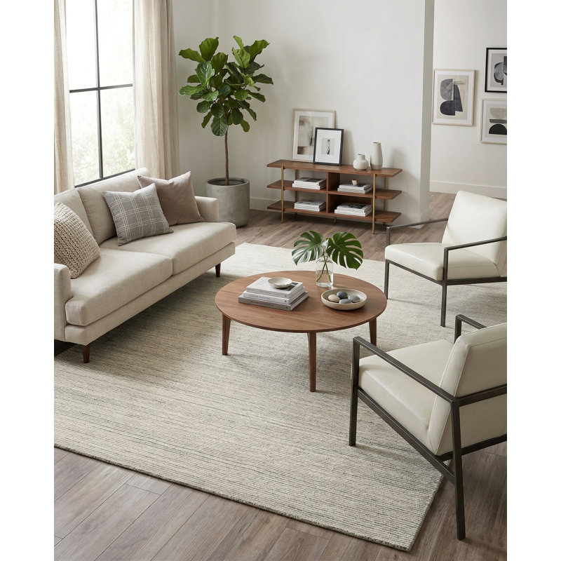 Benton Hand Tufted New Zealand Wool Gray/Ivory Area Rug, 12'X15'