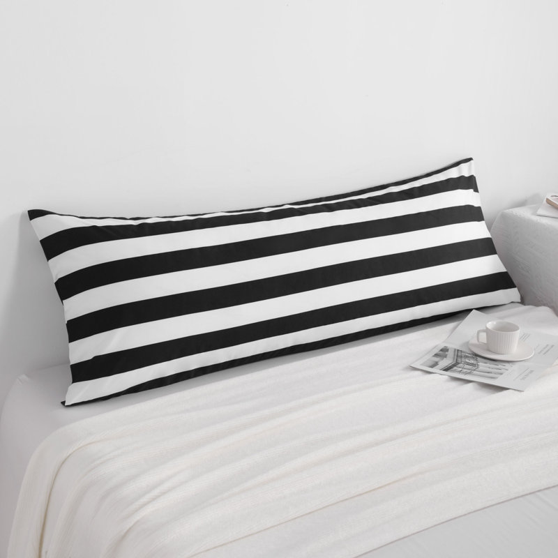 Vertical Pillowcase,1800TC Brushed Microfiber & No-Gap Seal?, Black/White Striped