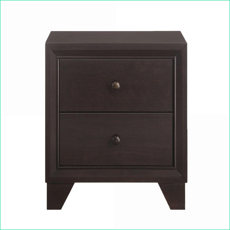 Espresso 2-Drawer Bedroom Storage Nightstand
