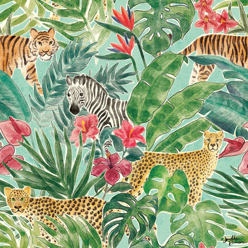 " Jungle Vibes Step 01C " by Janelle Penner Painting Print, 30" H x 30" W x 1.25" D