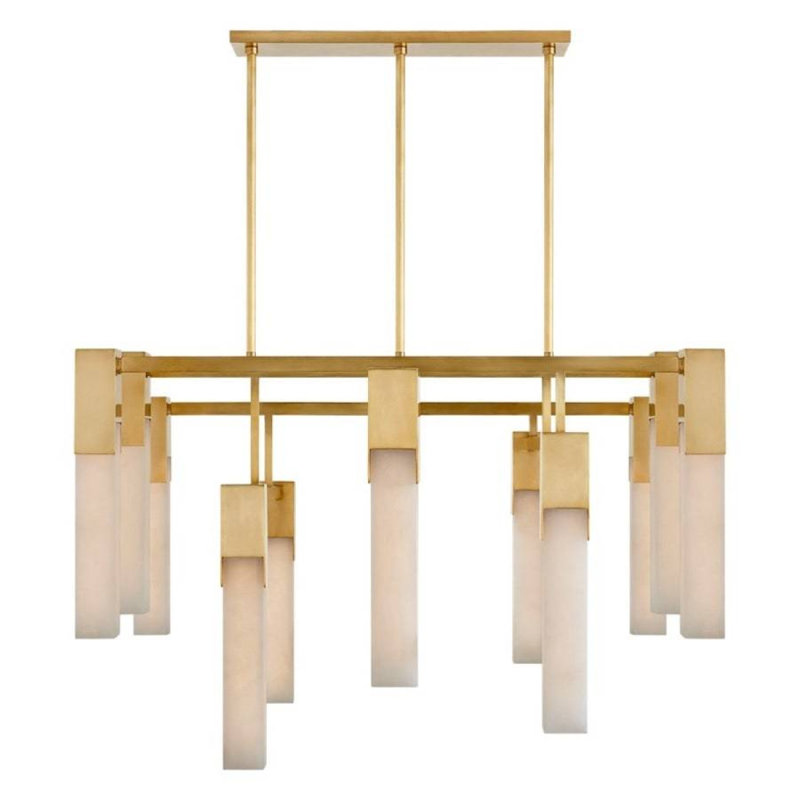 Lustre suspendu organique Organic Kelly, Marbre gris, 22” Length x 14” Width x 21” Height, Laiton poli