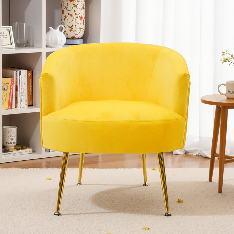 Lyela Upholstered Accent Chair, Yellow Velvet