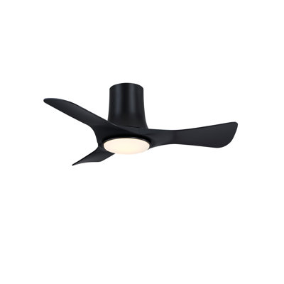 Corke 36 inch Indoor/Outdoor Smart Ceiling Fan with LED CCT Select Light Kit - Black with Black Blades
