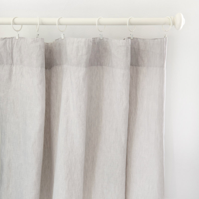 100% French Linen Curtain Set, 50" W x 96" L, Pebble Heather
